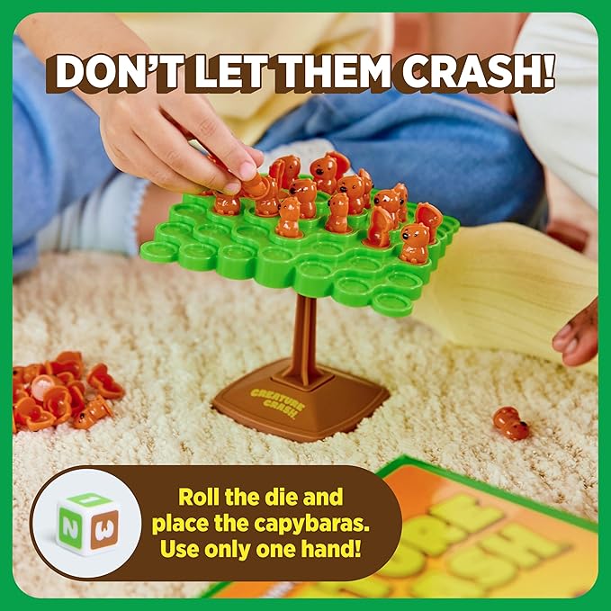 Creature Crash by Relatable, The Capybara Balancing Game, Family Game Night, Great Stocking Stuffer for Kids, Includes 49 Capybaras, 1 Balancing Board, 1 Pillar Base, & Die