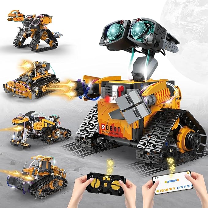 5 in 1 STEM Robot Building Kit, 673 Piece APP/Remote Control Mech RC Robotics for Kids Ages 8-12, Educational Science Kit Coding Robots Toy Building Set, Birthday Gifts for Boys Age 8-14+