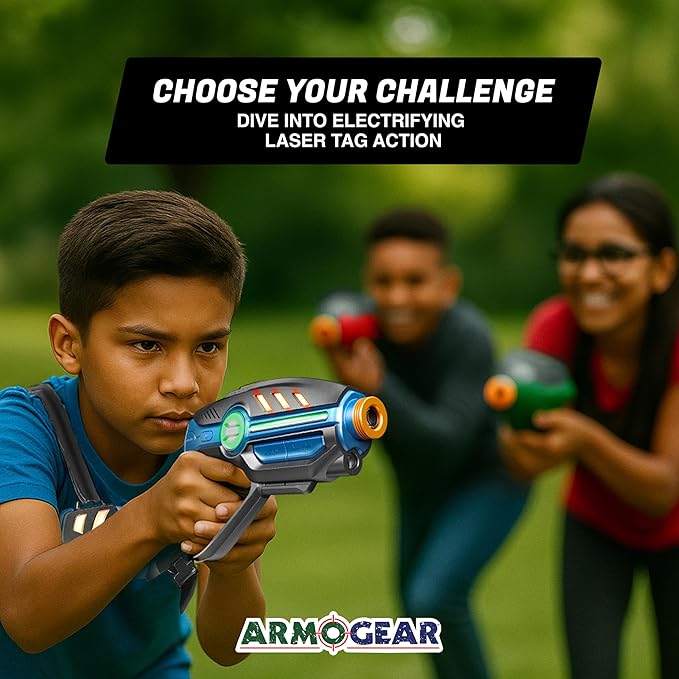 Laser Tag Set for Kids, Teens & Adults - 4 Blasters + 4 Vest Sensors with 4 Multi-Game Modes - Fun Ideas Age 8+ Year Old Toys - Lazer Teen Boy Games - Boys & Girls Outdoor Teenage Group Activities