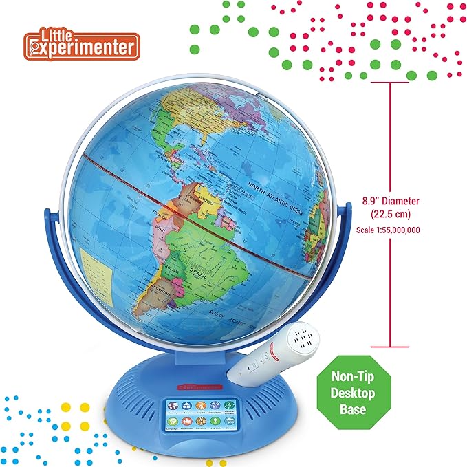 Interactive 9” Globes for Kids, Globe & Wireless Smart Pen, Educational Learning Toys, Talking World Map, Best Gift for 8 Year old Boy, Christmas Gifts for Boys & Girls Ages 8 9 10 11 12 Years Old