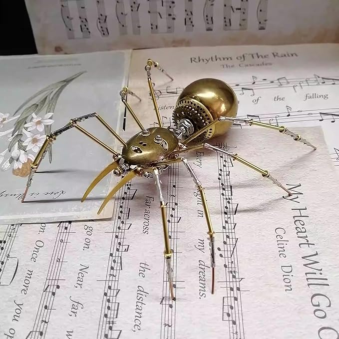 3D Metal Model Kits, Steampunk Bug Mechanical Sculpture Insect DIY Projects Hobby kit Birthday Gift, (Ghost Spider)