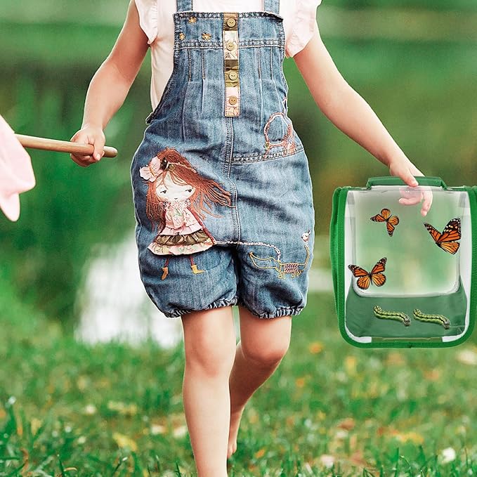 3 Pieces Small Butterfly Habitat Insect Mesh Cage Caterpillar Enclosure Bug Terrarium with Carrying Handle for Observing Caterpillars, Monarch Butterflies, Ladybugs and Other Insects, 8 x 8 x 8 Inch
