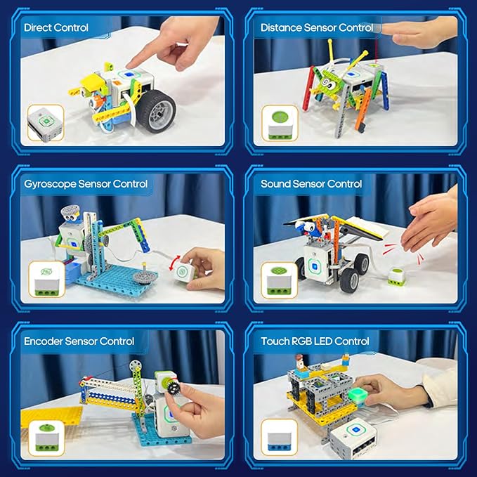 12 in 1 Coding Robot Kit ICBricks for Kids 6+, 240+ Piece Educational AI STEM Remote Building Learn to Code with Hub,Motor,Sensor,APP Control for Girls Boys Gift