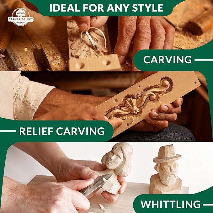 Basswood Carving Blocks Set of 18 – Wood Carving Kit with Premium Bass Blocks – for Crafts & Whittling – Ideal for Beginners & Professionals