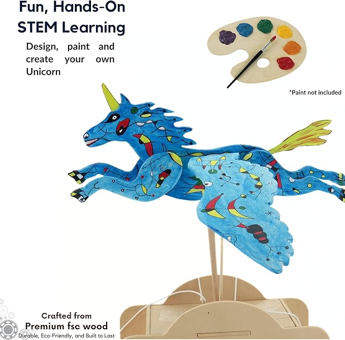 Pathfinders Stem kit - Automata Flying Unicorn Girls and Boys – Build a Moving Unicorn Model – Magical Mechanical Toy – Educational Engineering Gift for Kids 8+