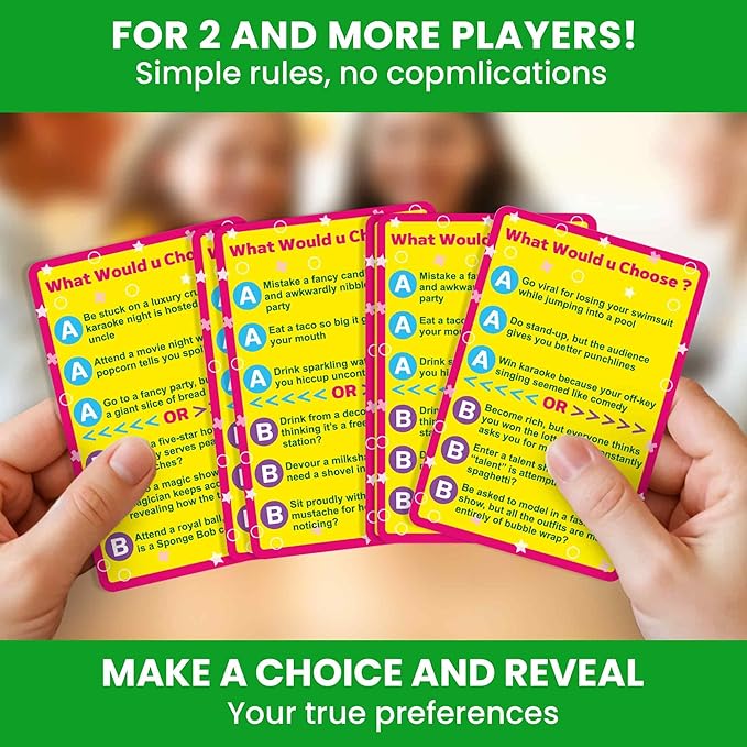 QUOKKA Card Game for Teens, Kids & Adults – 500+ Hilarious Situations | What Would You Choose Challenge | Family & Party for Game Nights, Friends, Travel & Sleepovers, Age 7+
