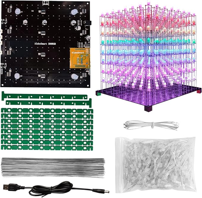 3D Led Cube Kit DIY Electronics Kit (3D8RGB-DIY-KIT)