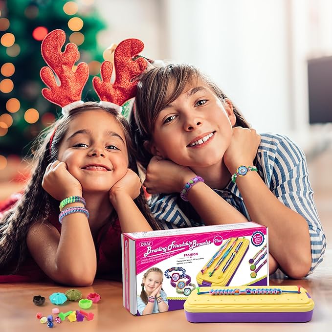 DDAI Friendship Bracelet Making Kit for Girls - DIY Arts and Crafts Toys for 6 7 8 9 10 11 12 Years Old, Cool Bracelet String Making Kits for Travel Activity, Best Birthday Gifts for Teen Girls