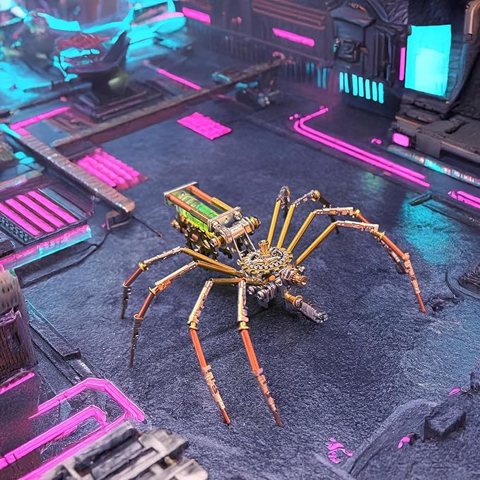 Steampunk Mechanical Insect Spider Model Hobby Kit,DIY Projects Metal Building 3D Metal Puzzles Gifts for Birthday, Ideas(Mechanical Spider F)