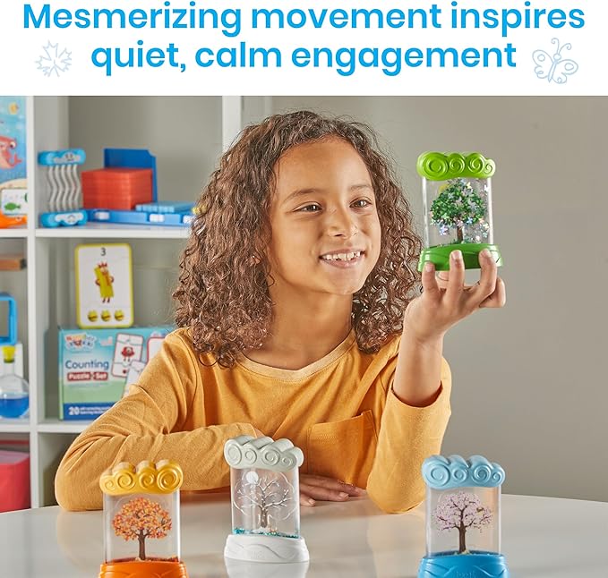 hand2mind Changing Seasons Sensory Tubes, Quiet Fidget Toys for Kids 3-5, Toddler Science Weather Toys, Calm Down Corner Supplies, Preschool Classroom Must Haves