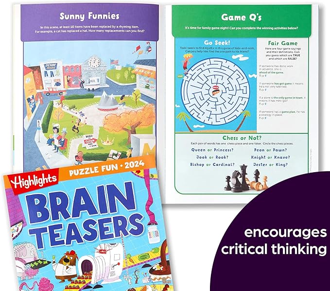Highlights for Children Fun 2024 Puzzle Books for Kids Ages 6 and Up, 4-Book Set of Brain Teasers, Mazes, Word Puzzles and More Travel-Friendly Screen Free Brain-Boosting Activities