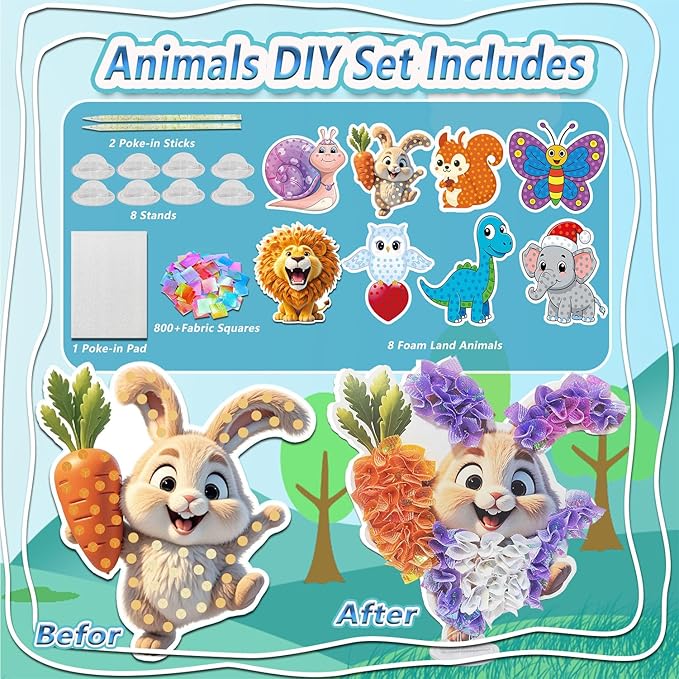 JRD&BS WINL Poke A Dot Art Kit - Magical Animals Theme No-Mess DIY Craft for Kids Mess-Free Fun for Kids, DIY Wood Craft Kits, Creative Activity, Christmas Gifts for Girls & Boys Ages 4