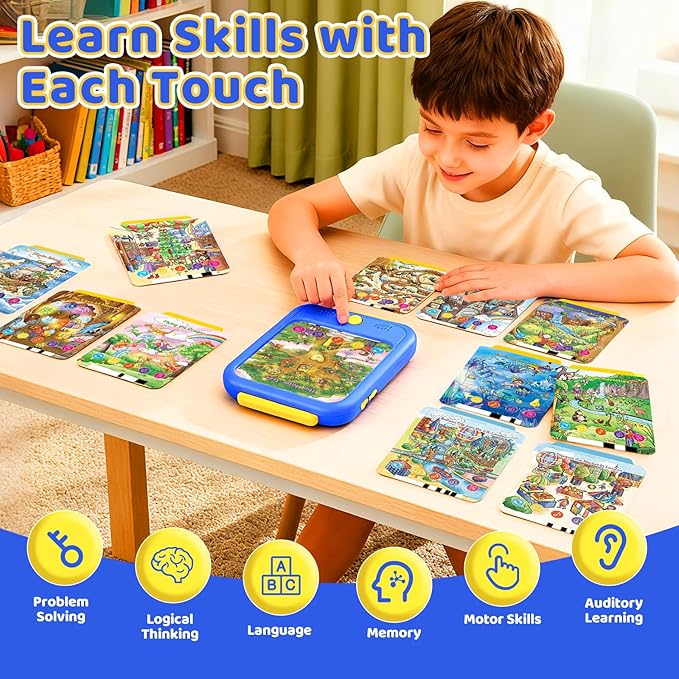 Kids Learning Tablet Bilingual, Montessori Educational Learning Toys for Toddlers 2-5 Year Olds, with 2000+ Words and Games, Autism Sensory Speech Therapy Toys, 2 3 4 5 Year Old Boy Girl Birthday Gift
