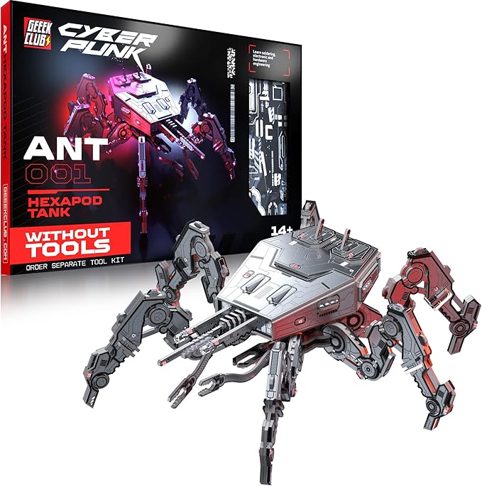 ANT001 Hexapod Tank Robot Building Kit - STEM Educational Science Toy for Kids - DIY Robotics Set With Printed Circuit Board - Engineering Gift