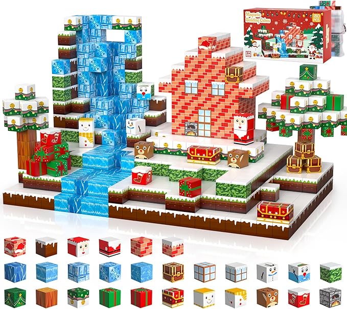 GEVINST 180PCS Magnetic Blocks, Christmas Magnetic Building Blocks Set for Kids Ages 4-8 8-12, STEM Sensory Magnet Cube Tiles for Boys Girls Toddlers 3+, Stocking Stuffers Christmas Toys Gifts
