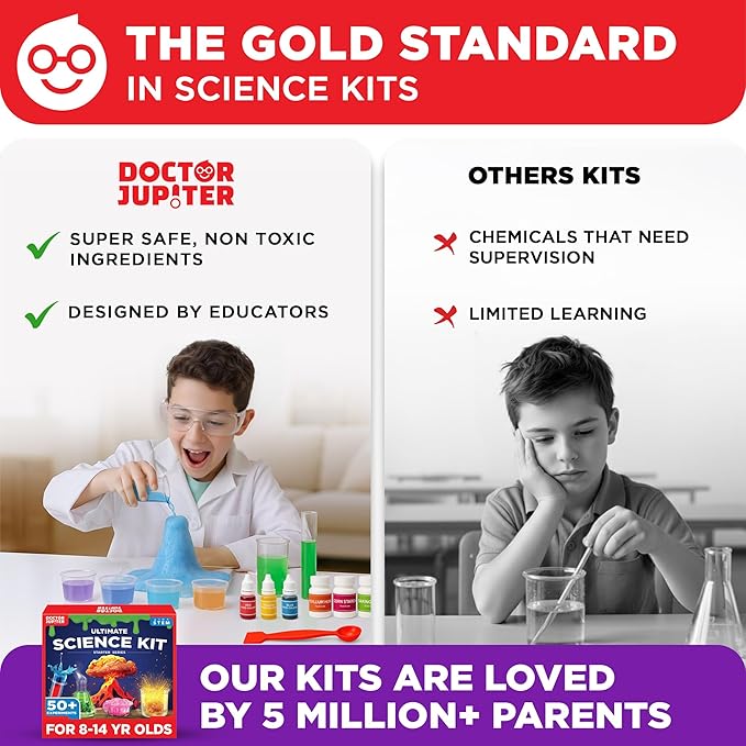 Doctor Jupiter Ultimate Science Kit, Chemistry Set for Kids Ages 8-10-12-14 | Birthday Gift Ideas for Boys & Girls 8,9,10+ Years Old | STEM Toy with 50+ Experiments | Learning & Educational Projects