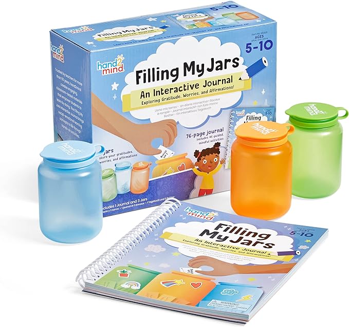 hand2mind Filling My Jars Interactive Journal, Kids Gratitude Growth Mindset Activities, Positive Affirmations for Kids, Mindfulness Social Emotional Learning, Calm Down Corner (95426)