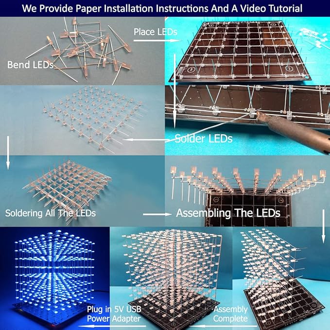 3D Led Cube Kit DIY Electronics Kit (3D8S-BLUE-DIY-KIT)