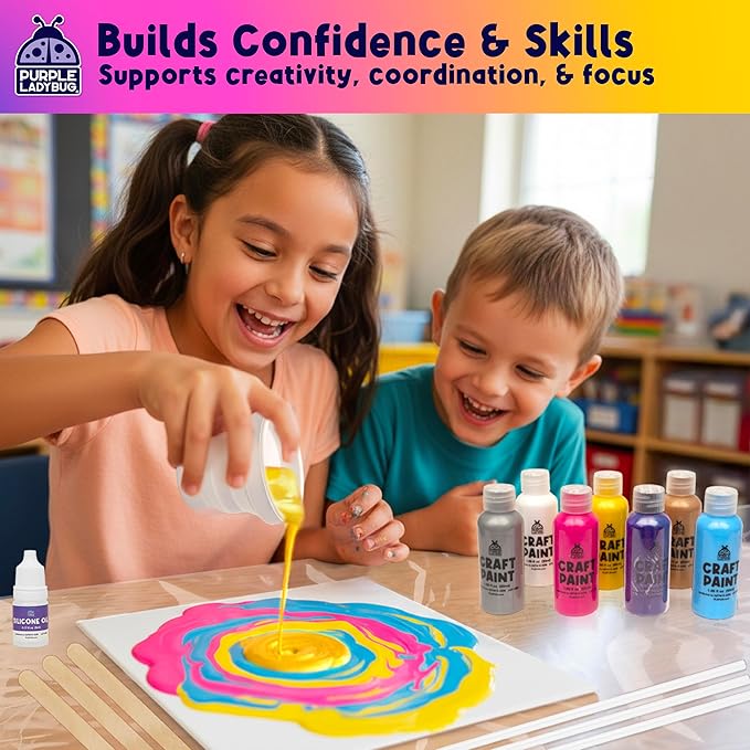 Paint Pouring Art Kit - Art and Crafts for Kids Ages 8-12, Gifts for 6 7 8 9 10 11 12 Year Old Boys & Girls Christmas Gift Ideas, Birthday Gifts for Girls, Tween & Teen Girl - DIY Painting Kit