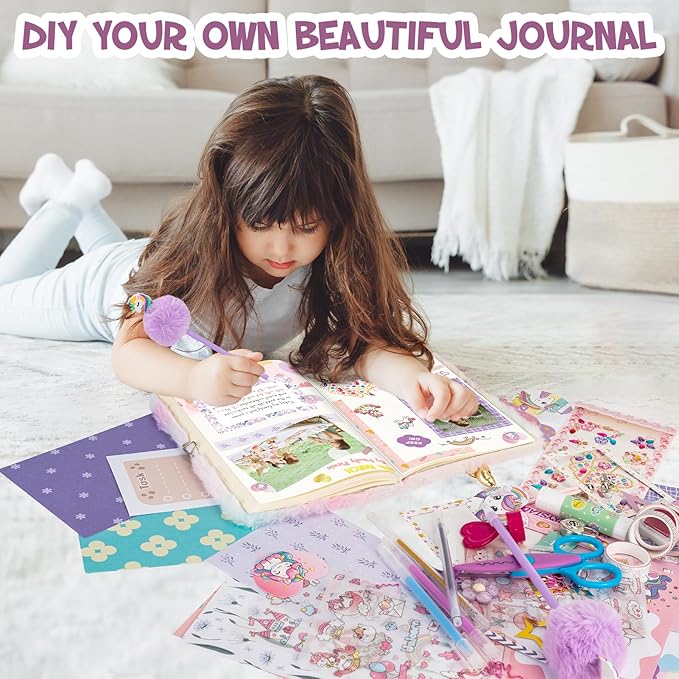 QIYVLOS DIY Journal Kit with Diary, Magical Theme Journaling Stationary Supplies Set Toys for Ages 8-13, Birthday Arts and Crafts Gifts for Teen Girls Ages 8 9 10 11 12 13 14 Year Old