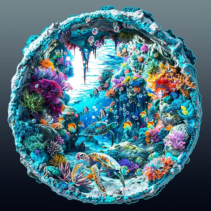 Wooden Puzzle for Adults-Wooden Puzzle Unique Shape Advanced 3D Seabed Wooden Jigsaw Puzzle for Adults and Kids,Best Gift,Wood Puzzles,Challenge Wooden Jigsaw Puzzle (S-8.5 * 8.3in-100pcs)