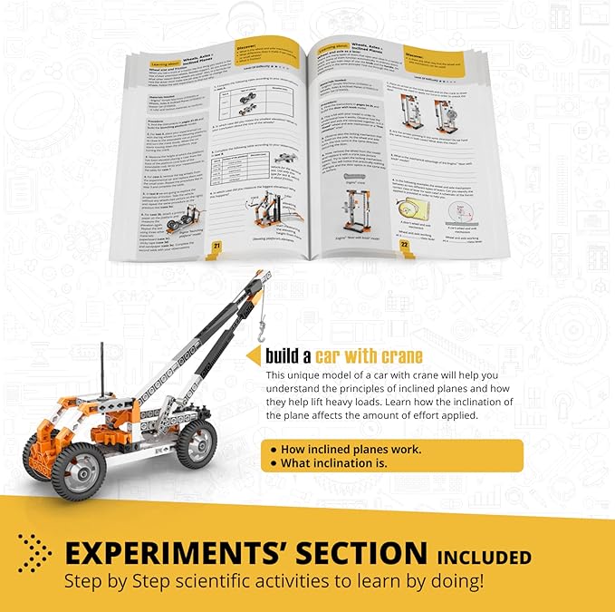 Engino STEM Toys, Mechanics: Wheels, Axles & Inclined Planes, Building Toys for Kids 9+, Fun Educational Set, Gifts for Boys & Girls, Kids Engineering Kit (14 Model Options)