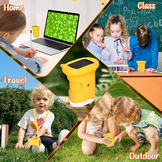 Portable Microscope for Kids - 1000X Handheld Digital Kids Microscope, 2.4'' Screen Mini Pocket Microscopes Edu Toys Birthday Gifts for Kids Age 3 4 5 6 7 8 9 10 11 12 Year Old Boys Girls Students
