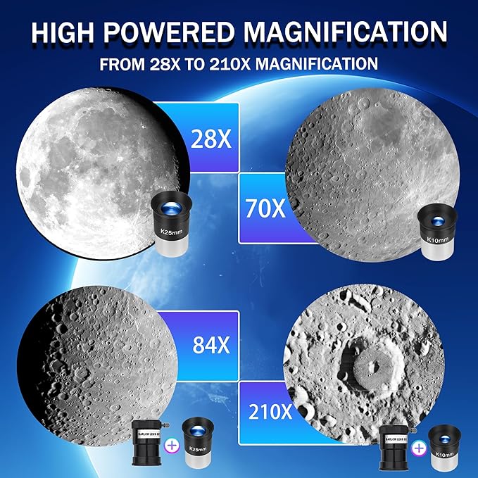 Telescope, Telescope for Adults High Powered - 90mm Aperture 700mm Refractor Telescopes for Astronomy Beginners with AZ Mount Tripod and Phone Adapter for Moon Observation
