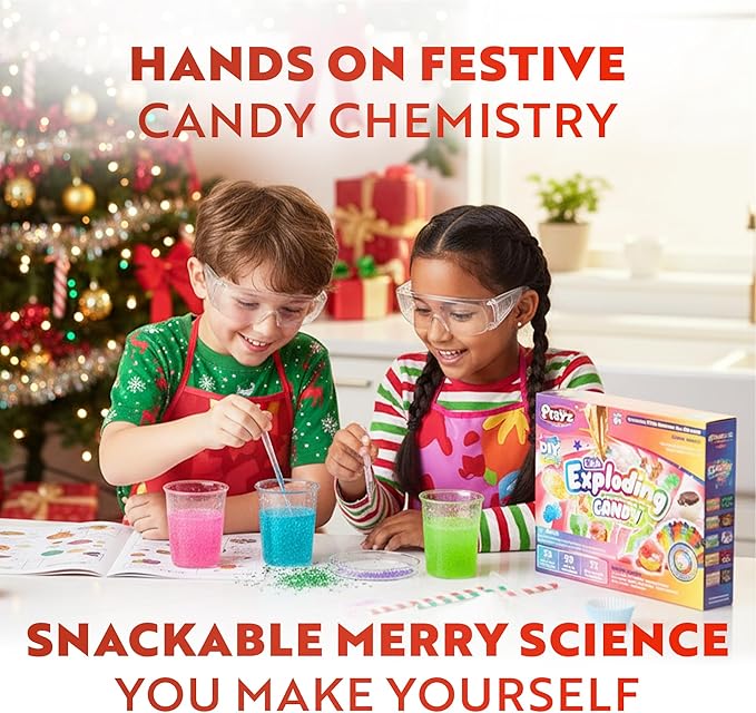 Playz Edible Exploding Candy Making Science Kit for Kids Ages 8-12 Years Old - Food Science Chemistry Kid Science Kit with 29 Experiments, Educational Science Kits for Boy & Girls