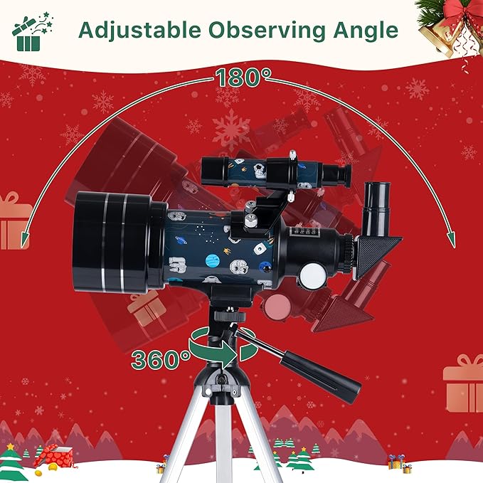 FREE SOLDIER Telescope for Kids 70mm Aperture Astronomical Refractor Telescopes for Beginners (15X-150X) 300mm Telescope for Adults High Powered with A Phone Adapter & A Wireless Remote (Spaceman)