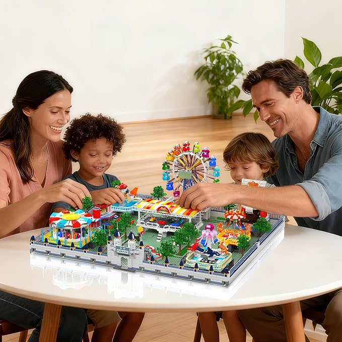 Sosuy Amusement Park Building Blocks Set, 5220+ Pcs with Motorized Ferris Wheel, Carnival Rides, and Funfair Architecture Model, STEM Toy for Boys Teen Kids Adults, for Kids 8+