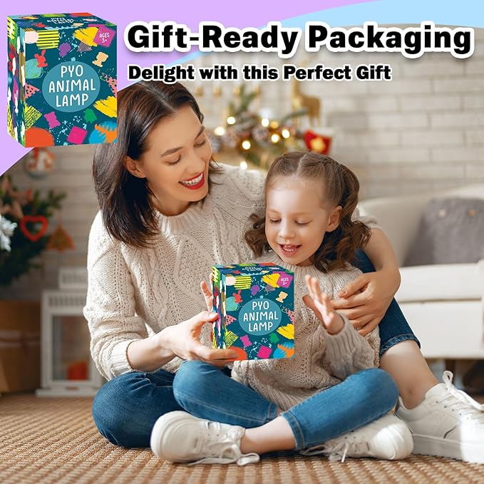 FUNZBO Paint Your Own Bear Lamp Kit - Arts and Crafts Supplies Painting Kits for Kids Teens, DIY Night Light Toy for Toddlers Girls Boys Ages 3 4 5 6 7 8 9 10 11 12 Christmas Birthday Gifts
