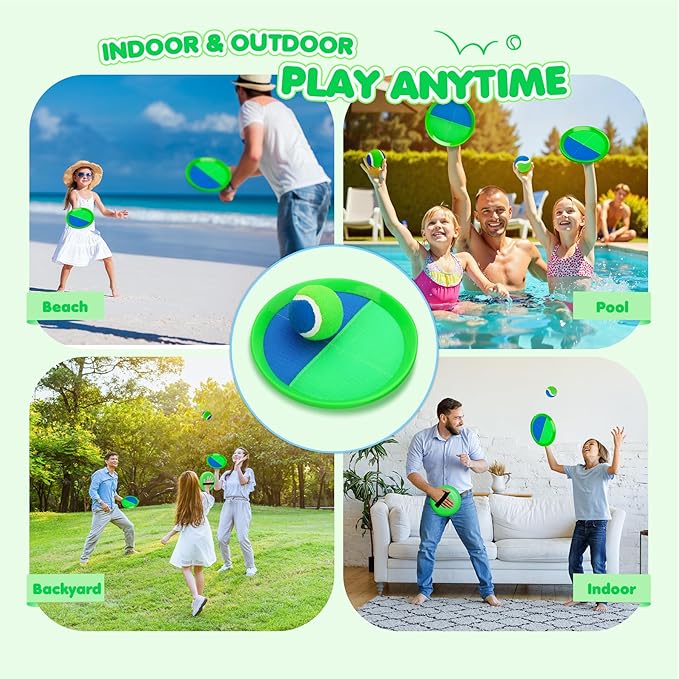 Toss and Catch Ball Set Upgraded - Family Games Kids Toys for Stocking Stuffers - Water-Resistant Great for Beach Pool Yard - Christmas Toys Gift for Boys Girls Teens 3 4 5 6 7 8 9 10 11 12+ Years