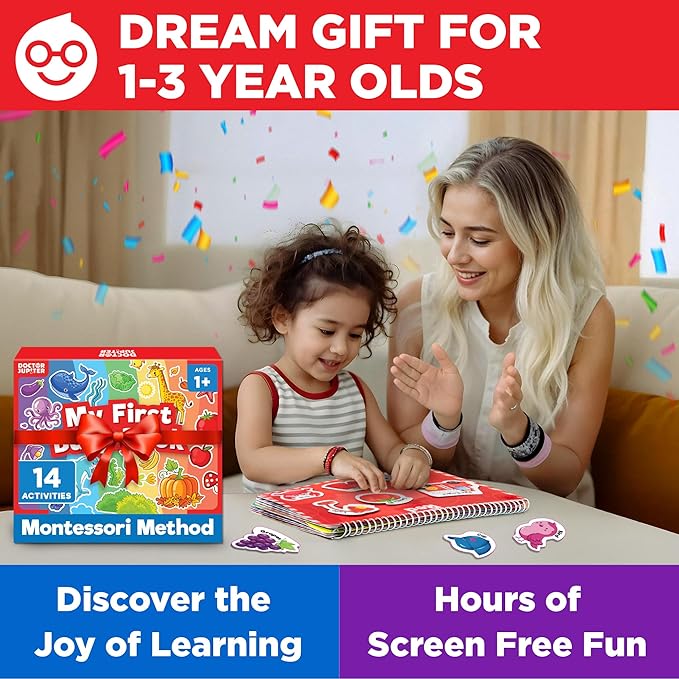 Doctor Jupiter My First Montessori Busy Book for Toddlers 1+ Year Olds | Preschool Learning Activities - Educational Travel Toys | Birthday Gift for Boys & Girls Ages 1,2,3