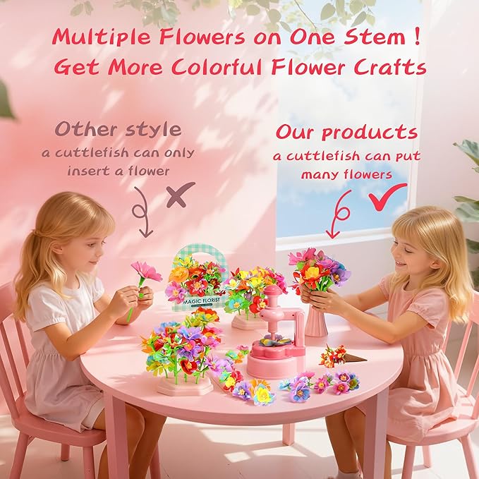 Unitour DIY Flower Bouquet Craft Kits，Arts and Crafts Flowers Market Toy for Kids，Birthday Gift for 4 5 6 7 8 9 10 Year Old Girl Boy (Flower Craft Kits Accessory Pack)