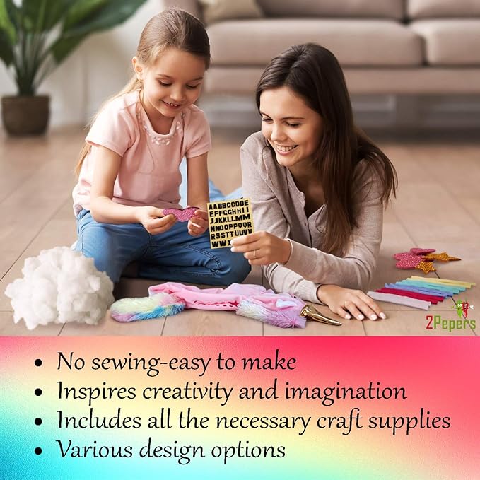 Make Your Own Unicorn Pillow Kit Arts and Crafts for Girls (No Sew), DIY Unicorn Craft Girl Ages 3 4 5 6 7 8 9 10 Years Old, Gifts for Kids, Birthday Present, Best Christmas Toy, Kids Project.