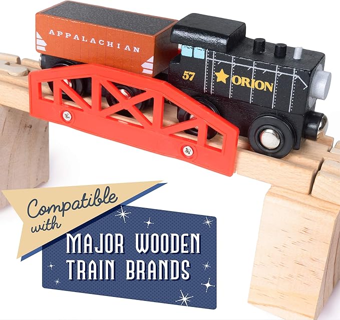 Conductor Carl Wood Train Track Bridge Expansion Pack| Compatible with Most Train Tracks| 21 Count (Pack of 1)