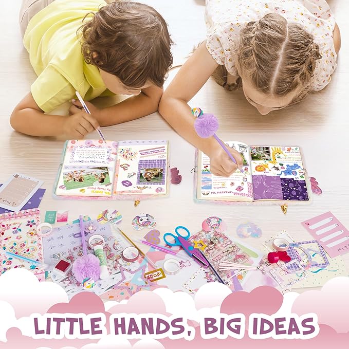 QIYVLOS DIY Journal Kit with Diary, Magical Theme Journaling Stationary Supplies Set Toys for Ages 8-13, Birthday Arts and Crafts Gifts for Teen Girls Ages 8 9 10 11 12 13 14 Year Old