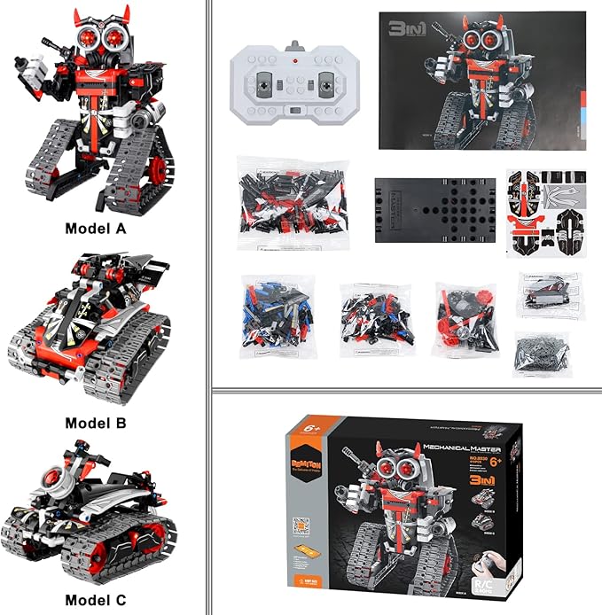 BEMITON Robot Building Toys STEM Projects for Kids Ages 6-10 8-12 and up, 3 in 1 Remote Control Car Coding Set, Educational Robotics Science Kit, Birthday for Teen Boys Girls