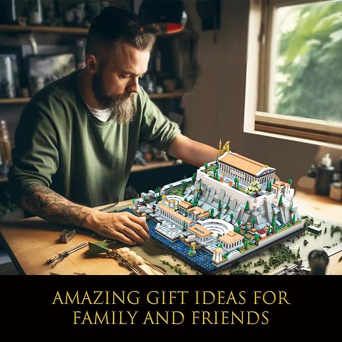 SpblastB Architecture Acropolis of Athens Building Blocks Set, 1988 Pieces Landmark Collection City Building Kit, Display Model Kit and Home Decor Gift Idea for Adults