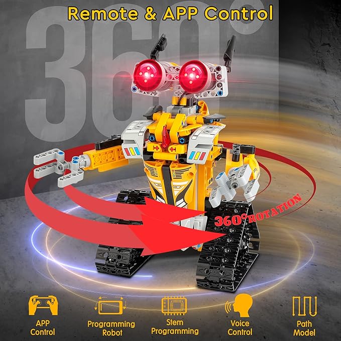 Sillbird Robot Building Kit with Remote Control Christmas STEM Gifts for Boys Age 8-13, Coding Buildable Robotic Technic Toys for Kids Birthday with 468 Pieces