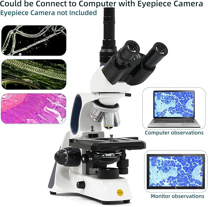 SWIFT SW400 Trinocular Compound Microscope 40X-2500X, Infinity-Corrected Optics, Siedentopf Head, Mechanical Stage, LED,Professional Biological Lab Microscope for Research, Clinical & Education