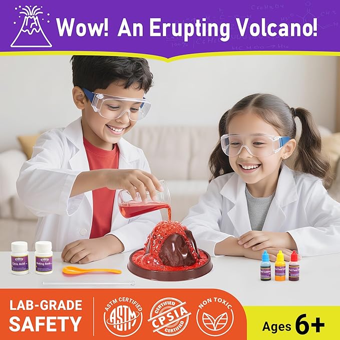 Benben Science Kits for Kids Age 6-8, 60 Experiments Educational Toy, STEM Toys for 6 7 8 Year Old Boys Girls Birthday Gift, Volcano Science Kit, Chemistry Set for Homeschooling