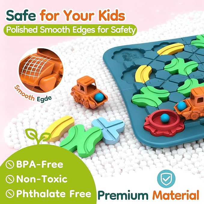 Kids Toys STEM Board Games - Logic Road Builder Brain Teasers Puzzles for 3 4 5 6 7 Year Old Boys Girls, Educational Montessori Birthday Gifts for Ages 4-8 Preschool Classroom Learning (29 PCS)