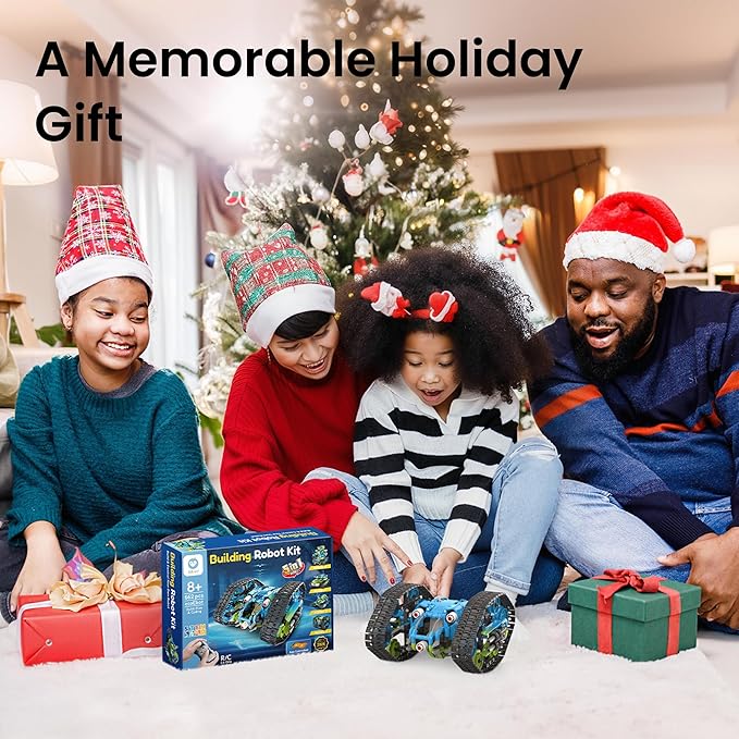 Sillbird Robot Car Building Kit with Remote Control Christmas STEM Gifts for Boys Ages 8-14, Technic Coding Stunt Racer Toys for Kids Birthday, Buildable 5in1 Models with 662 Pieces