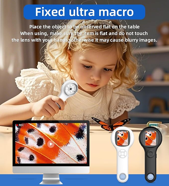 Microscope for Kids - Mini Pocket Handheld Microscope for Toddlers-STEM Educational Science Kit Toys for Christmas Birthday Gifts Toys for 5 6 7 8 9 10 11 12 Year Old Girls