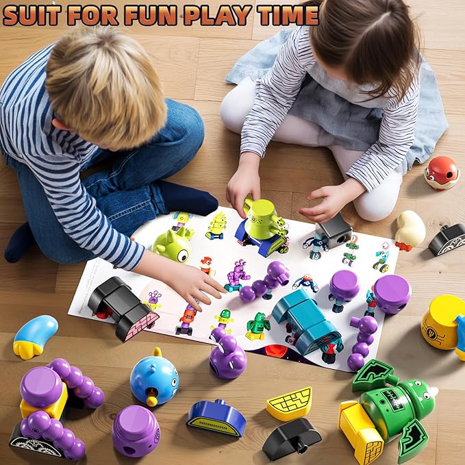 Magnets Robot Building Toys for Kids Ages 3-5 4-8, 36 PCS Monsters Robot Building Blocks Set with Storage Box, Creative Learning Christmas Birthday Gifts Toys for Boys Girls Ages 2-12