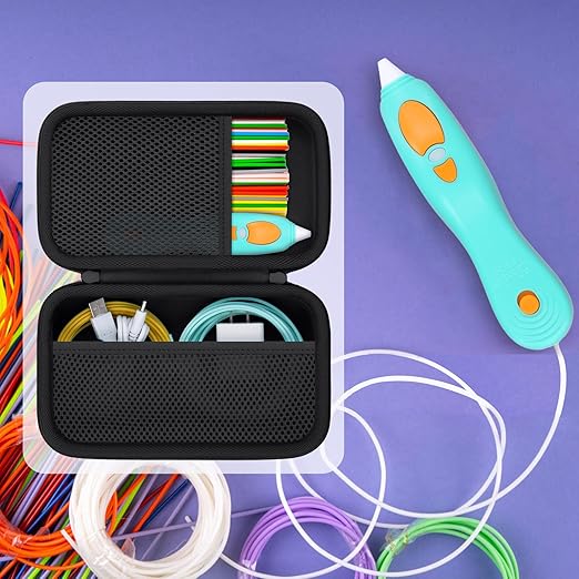Case Compatible with 3Doodler Start+ Essentials/3Doodler Flow 3D Printing Pen,Storage Holder for 3D Pen PLA Filament and Charger (Black Case)