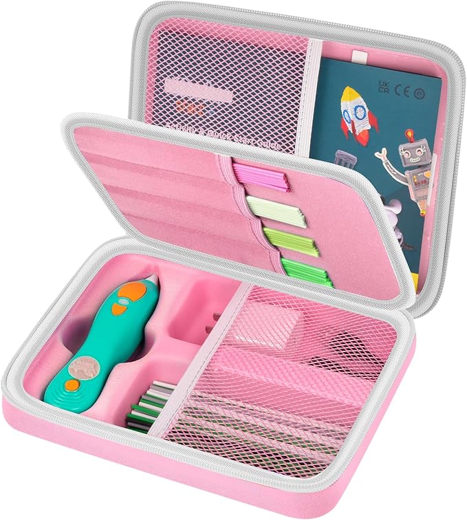 casmilee Case Compatible with 3Doodler Start+ Essentials 3D Pen Set for Kids, Art Activity Set Storage for Educational STEM Toy, Hold Plastic Filaments Strands- Pink