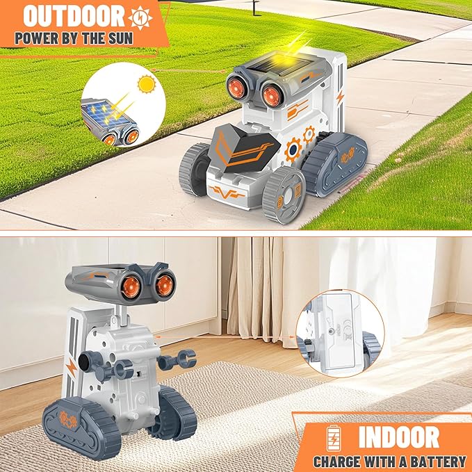 14-in-1 Education Solar Power Robot, Erector Kit STEM Gift Toys for Boys Age 8-12, DIY Educational Science Building Toy, Solar or Battery Powered Robotic Set for Children Birthday with 191Pcs